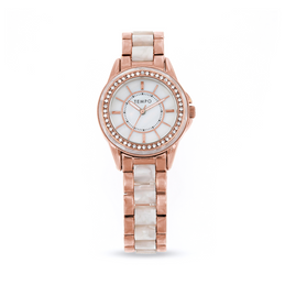 Tempo Ladies Rose Gold & Blue Tone Bracelet Watch