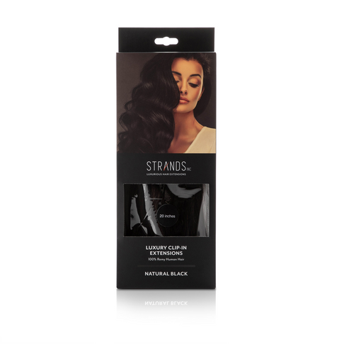 Strands Luxury Clip In Hair Extensions Natural Black 20 Inch
