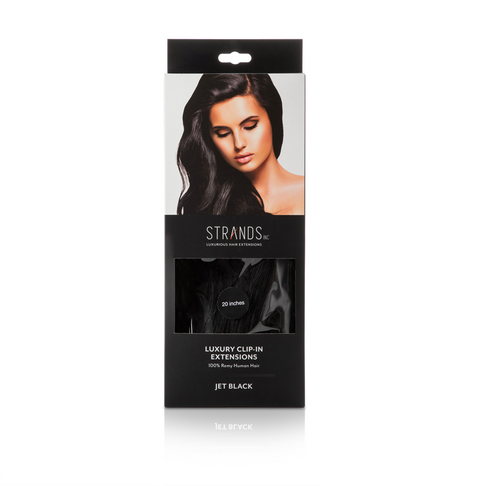 Strands Luxury Clip In Hair Extensions Jet Black 20 Inch