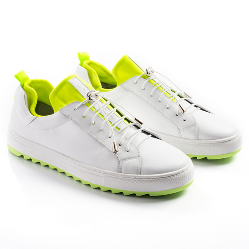 Deals on Fabiani Leather Court Sneaker With Neon Highlight