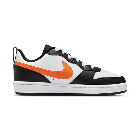 Junior Grade School Nike Court Borough Low 2 White Black Orange Shoe