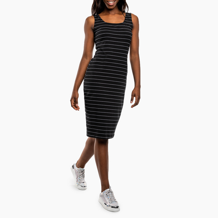 Cotton Lycra Bodycon Dress with Stripes