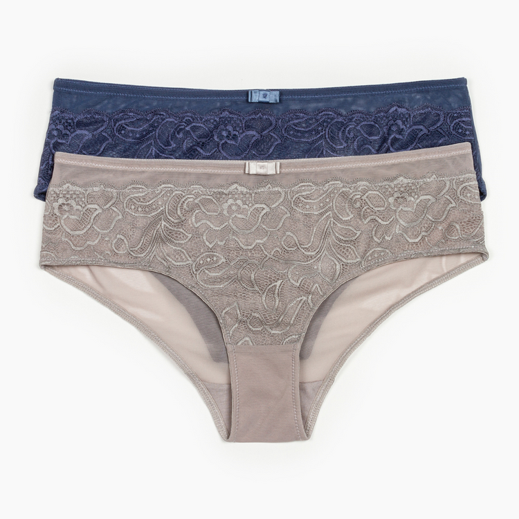 2 Pack Mesh & Open Lace Boyleg Panties