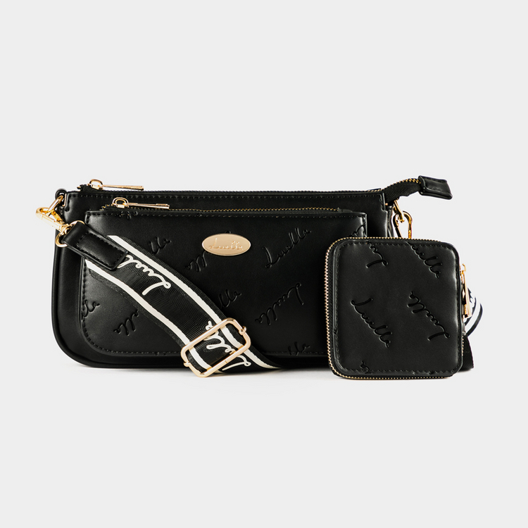 Luella Crossbody Bag with Embossed Logo Print and Removable Pouch