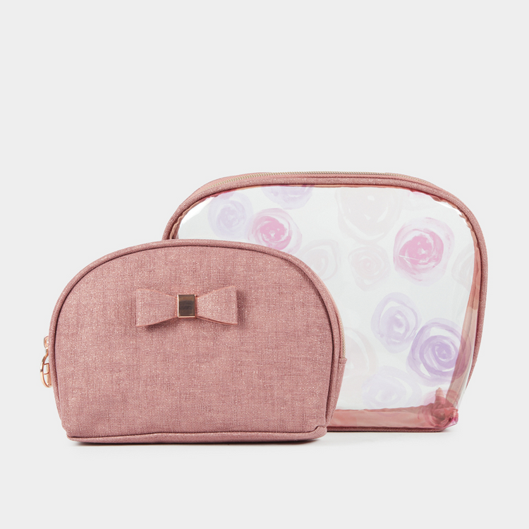 Foschini All Woman Clear Painterly Rose 2 Piece Cosmetic Bag