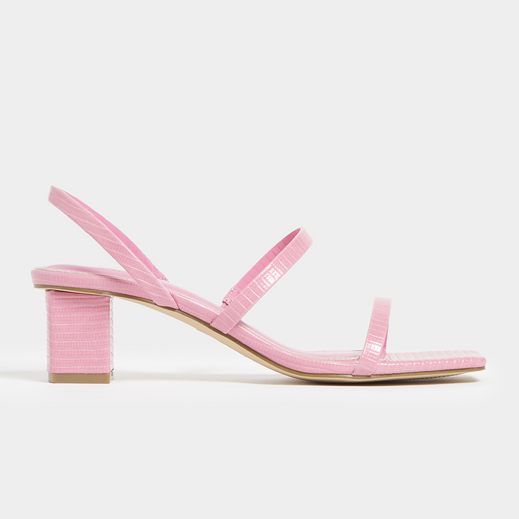 Minimal Double Strap Block Heeled Sandals
