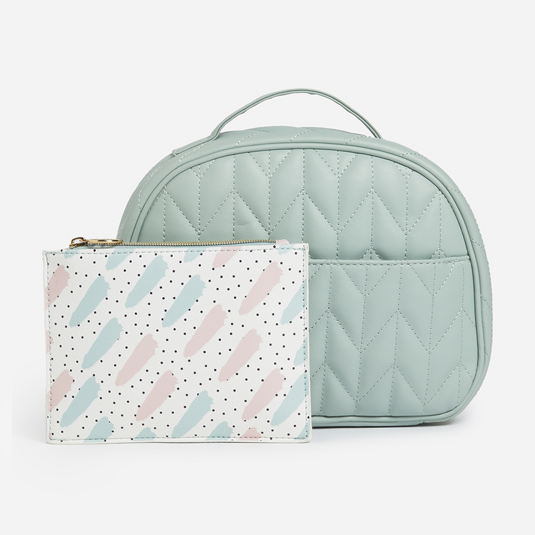 Foschini All Woman Quilted Round Vanity Bag with Pocket Pouch