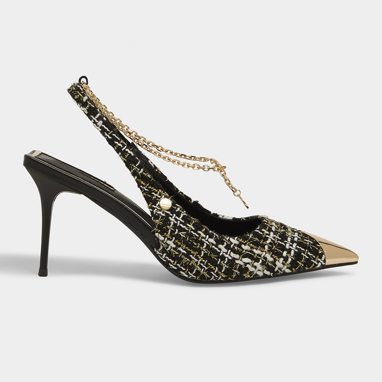 Luella Chain Detail Slingback Court Heels