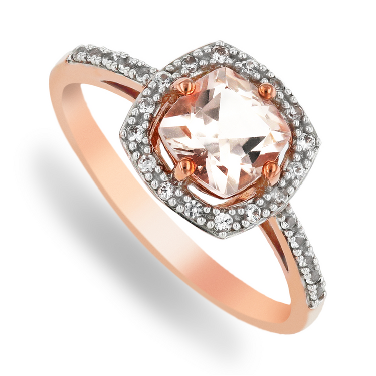 9ct Rose Gold Morganite Cushion Ring