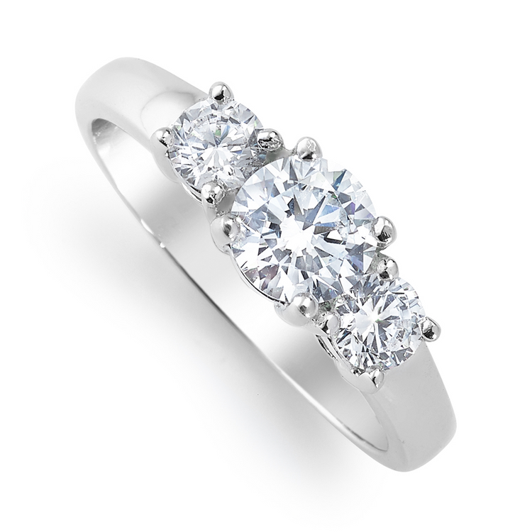 Cheté Sterling Silver & Cubic Zirconia Trilogy Ring