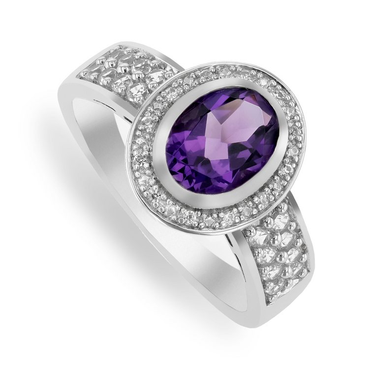 Sterling Silver February Amethyst Birthstone Ring