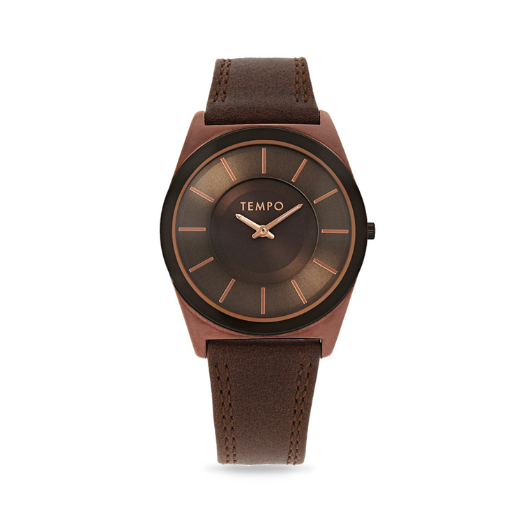 Tempo Men's Brown Leather Watch