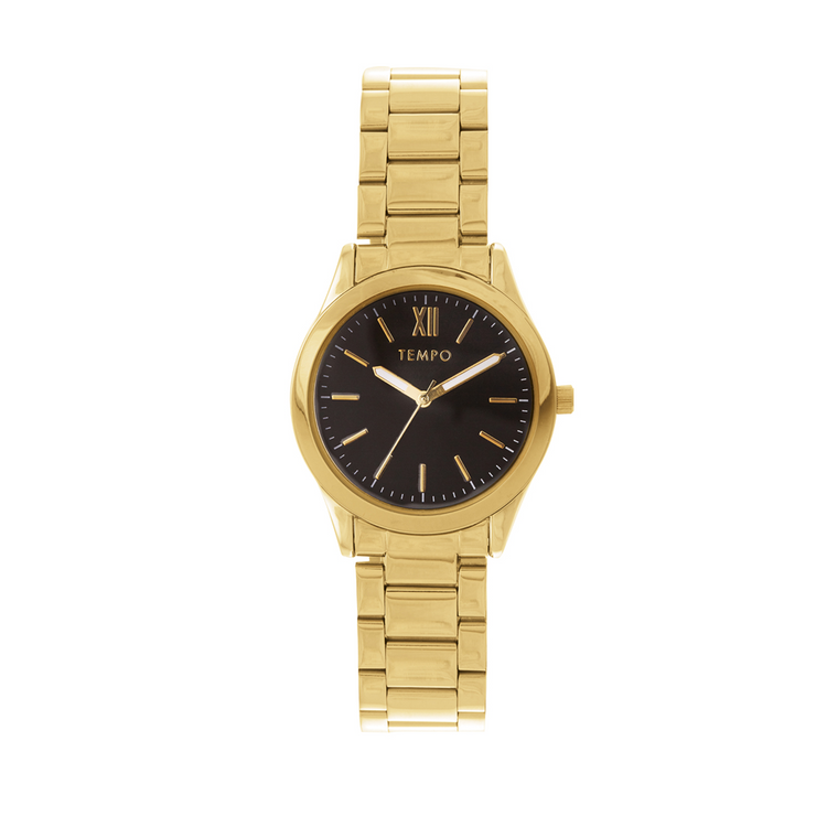Tempo Men’s Minimalist Gold & Black Tone Watch