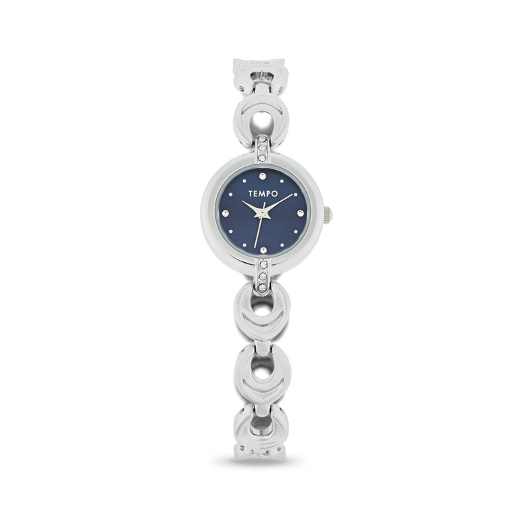 Tempo Ladies Silver Tone & Navy Watch