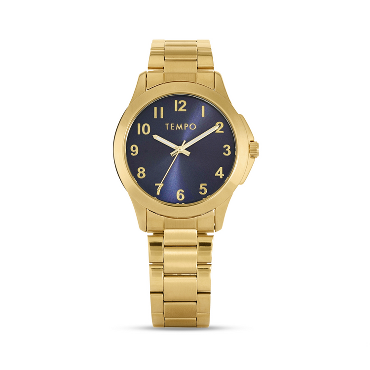Tempo Men’s Blue Dial Gold Tone Bracelet Watch