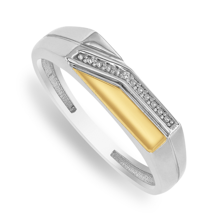 5ct Yellow Gold & Silver Men's Ring