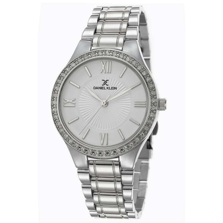 Daniel Klein Ladies Silver Dial Silver Tone Bracelet Watch