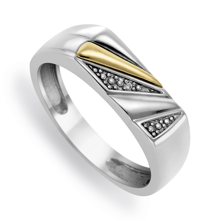 5ct Yellow Gold & Sterling Silver Men's Diamond Dress Ring