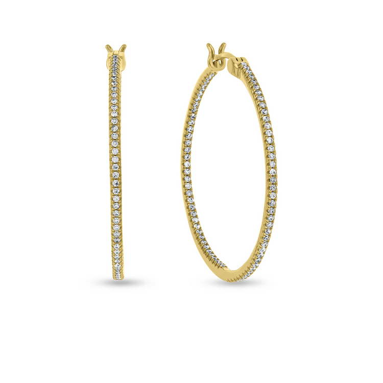 Yellow Gold Cubic Zirconia Women’s Hoop Earrings