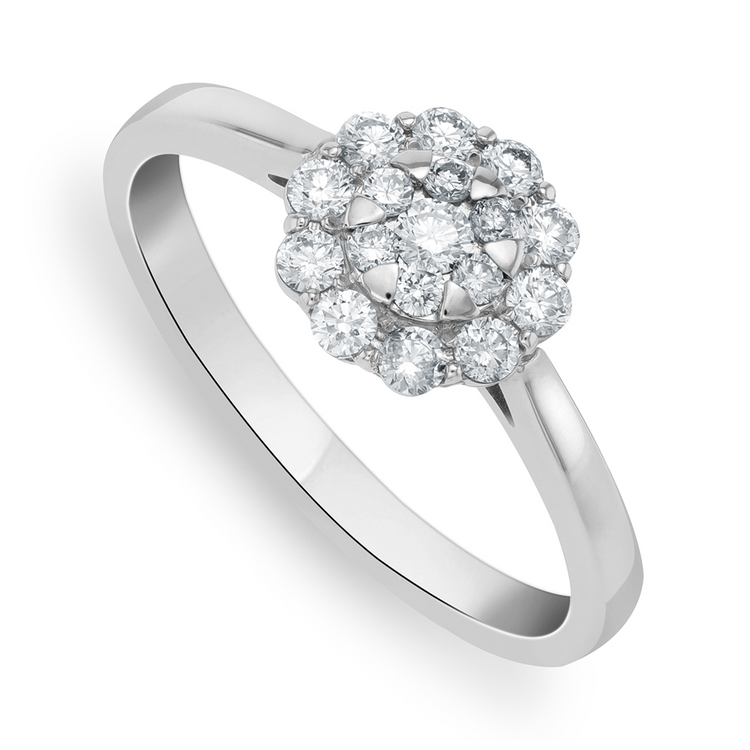 White Gold 0.35ct Diamond Flower Cluster Women’s Ring