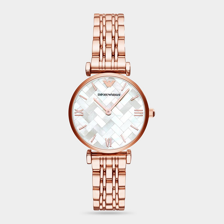 Emporio Armani Women's Rose Gold Plated Stainless Steel Bracelet Watch