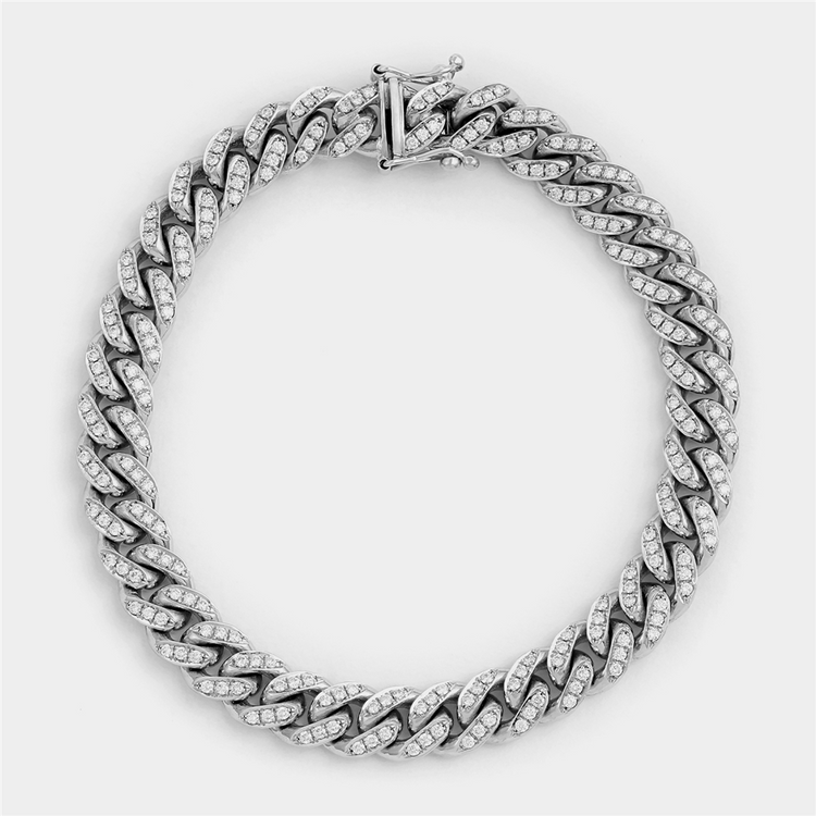 White Gold 2.32ct Diamond Cuban Bracelet