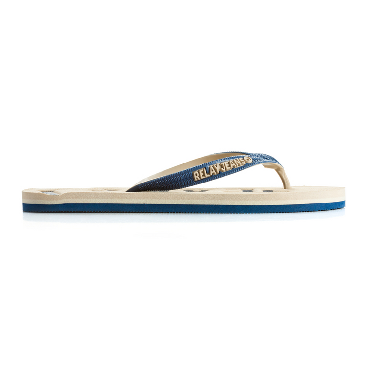 RJ Bold Lines Flip Flop Natural Navy