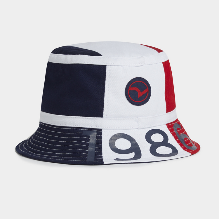 RJ White Vertical Colourblocked Bucket Hat