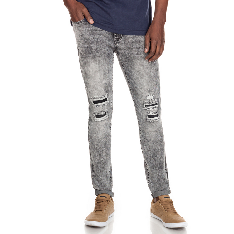 Men's Grey Ripped Skinny Jeans
