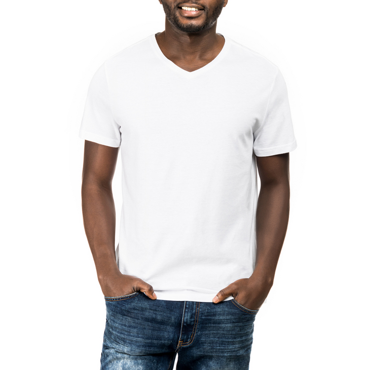 Men's White VNeck Tshirt
