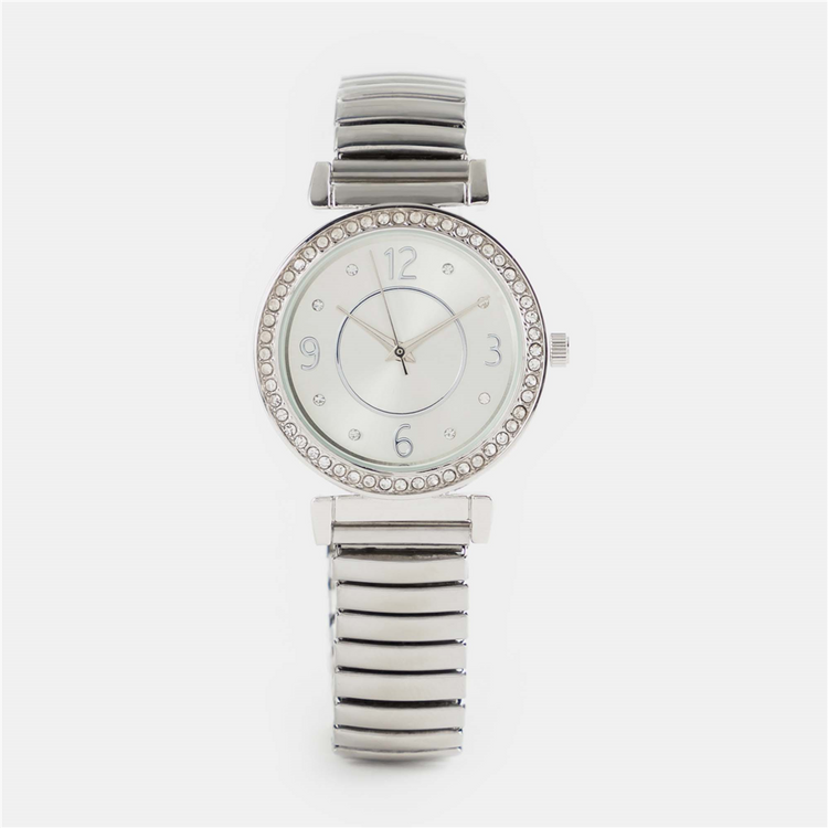 Women's Silver Stretch Strap Watch