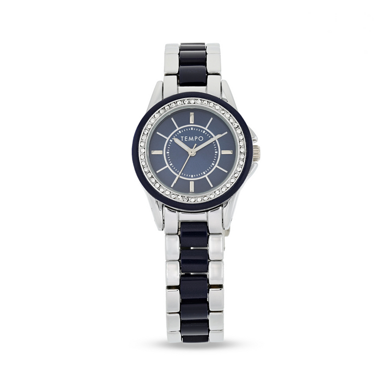 Tempo Ladies Silver & Navy Tone Bracelet Watch