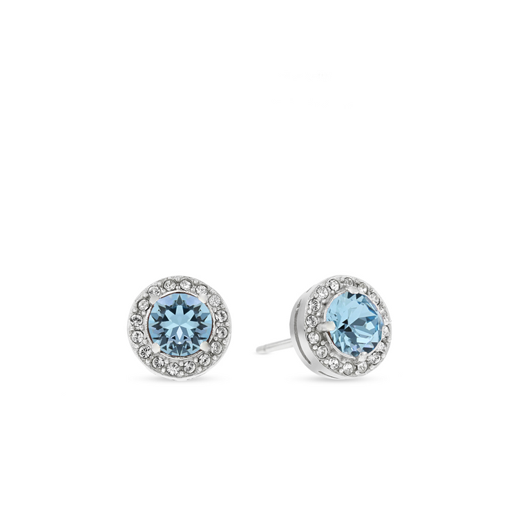 Sterling Silver March Birthstone Crystal Stud Earrings