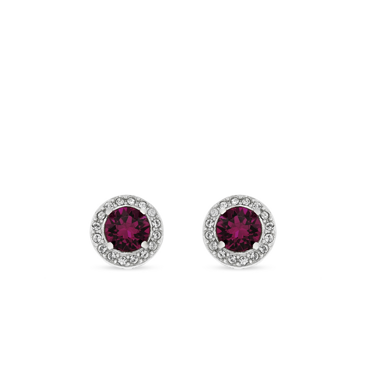 Sterling Silver February Birthstone Crystal Stud Earrings
