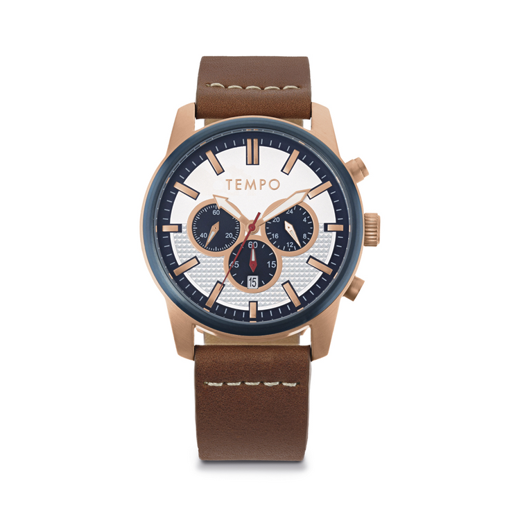 Tempo Men's Analogue Leather Watch