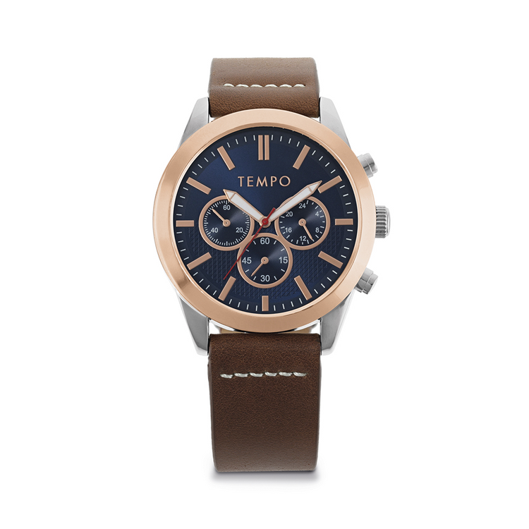 Tempo Men's Analogue Leather Watch