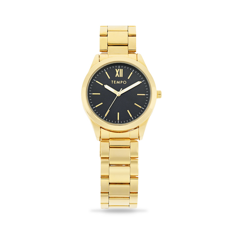 Tempo Men's Minimalist Gold-Tone & Black Dial Watch