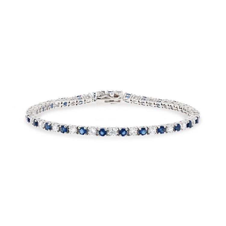 Sterling Silver Blue & White Cubic Zirconia Women's Tennis Bracelet