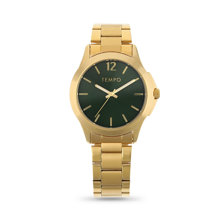 Tempo Men's Gold tone Green dial Analogue Watch