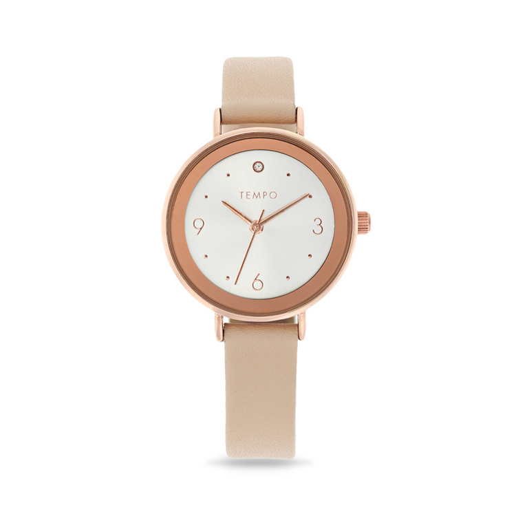 Tempo Ladies Sand Leather Watch