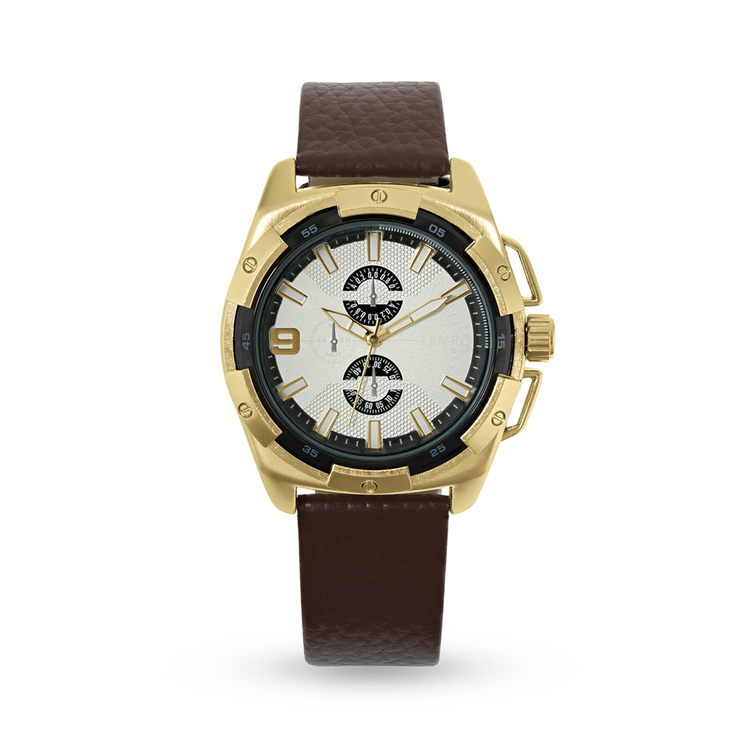 Tempo Men's Gold & Tan Analogue Leather Watch