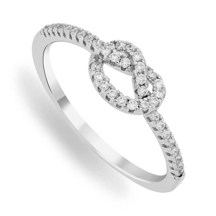 Sterling Silver & Cubic Zirconia Love Knot Promise Ring