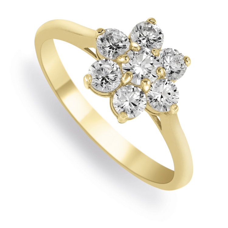 9ct Yellow Gold & Cubic Zirconia Cluster Ring