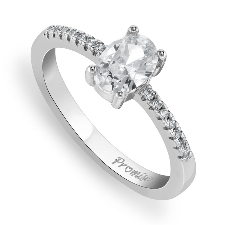 Sterling Silver Cubic Zirconia Oval Women’s Promise Ring