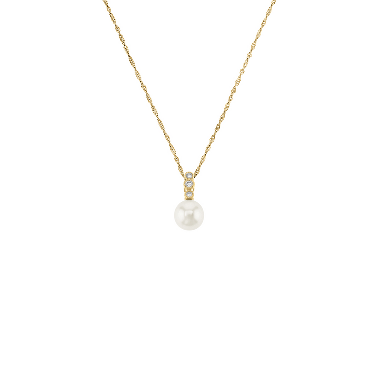 Yellow Gold Women’s Freshwater Pearl Pendant on Chain