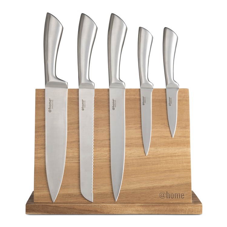 acacia wood knife block set 6pc