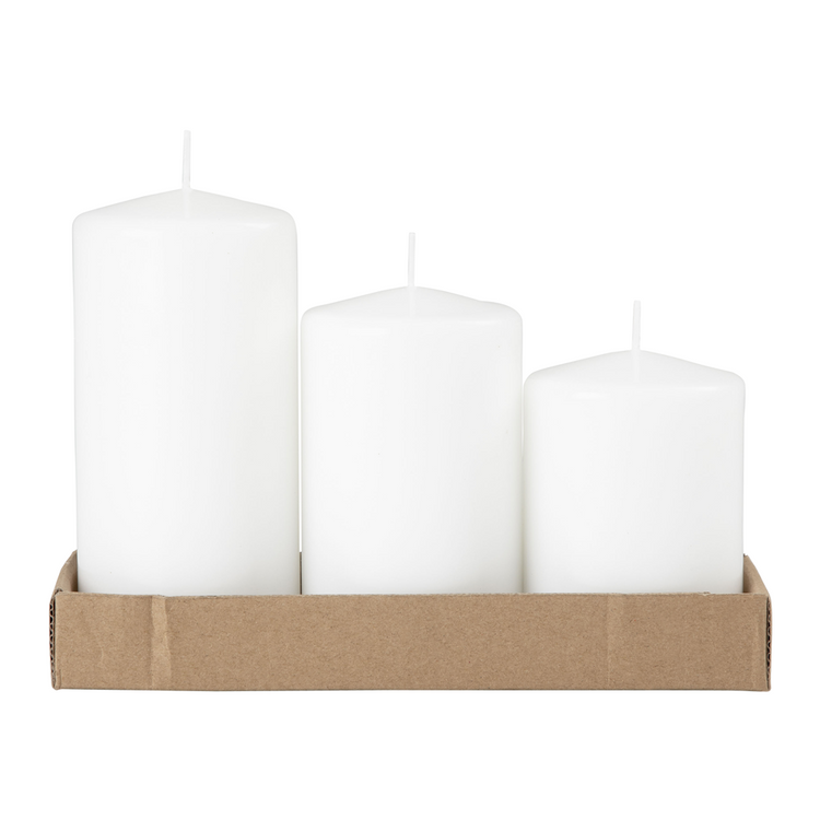 pillar candle set/3 7x12cm
