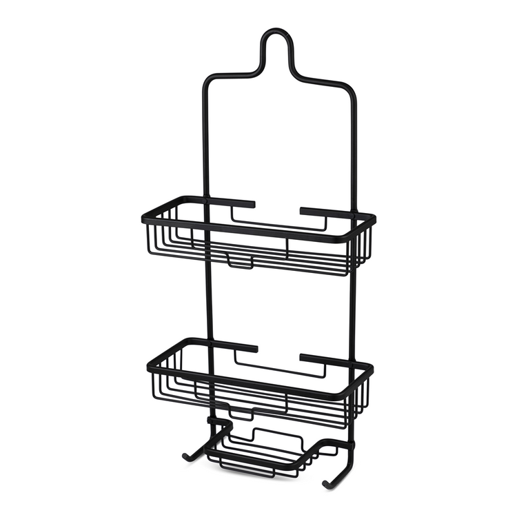 caddy 2 tier aluminium black 59x28cm