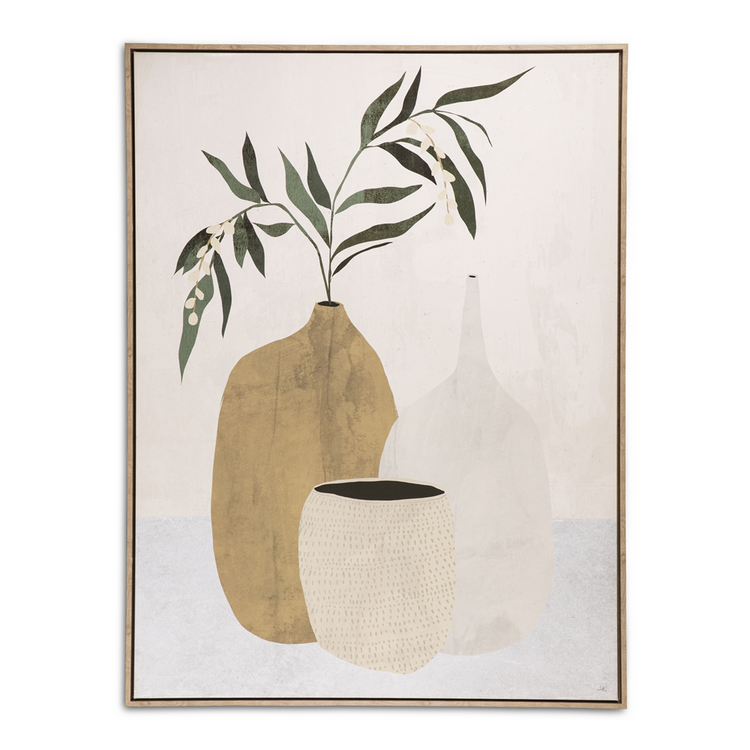 framed canvas vases foliage 90x120cm