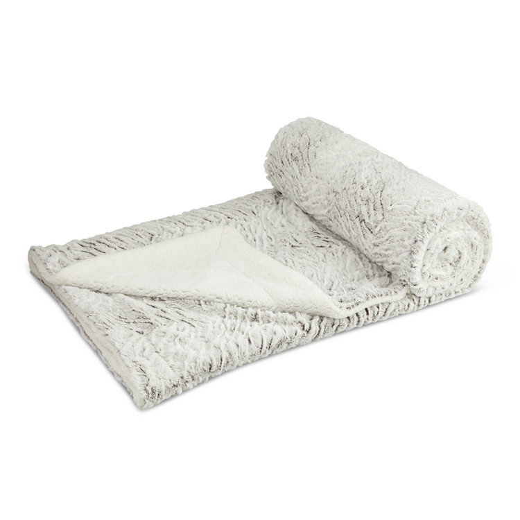 throw faux fur chevron choc print